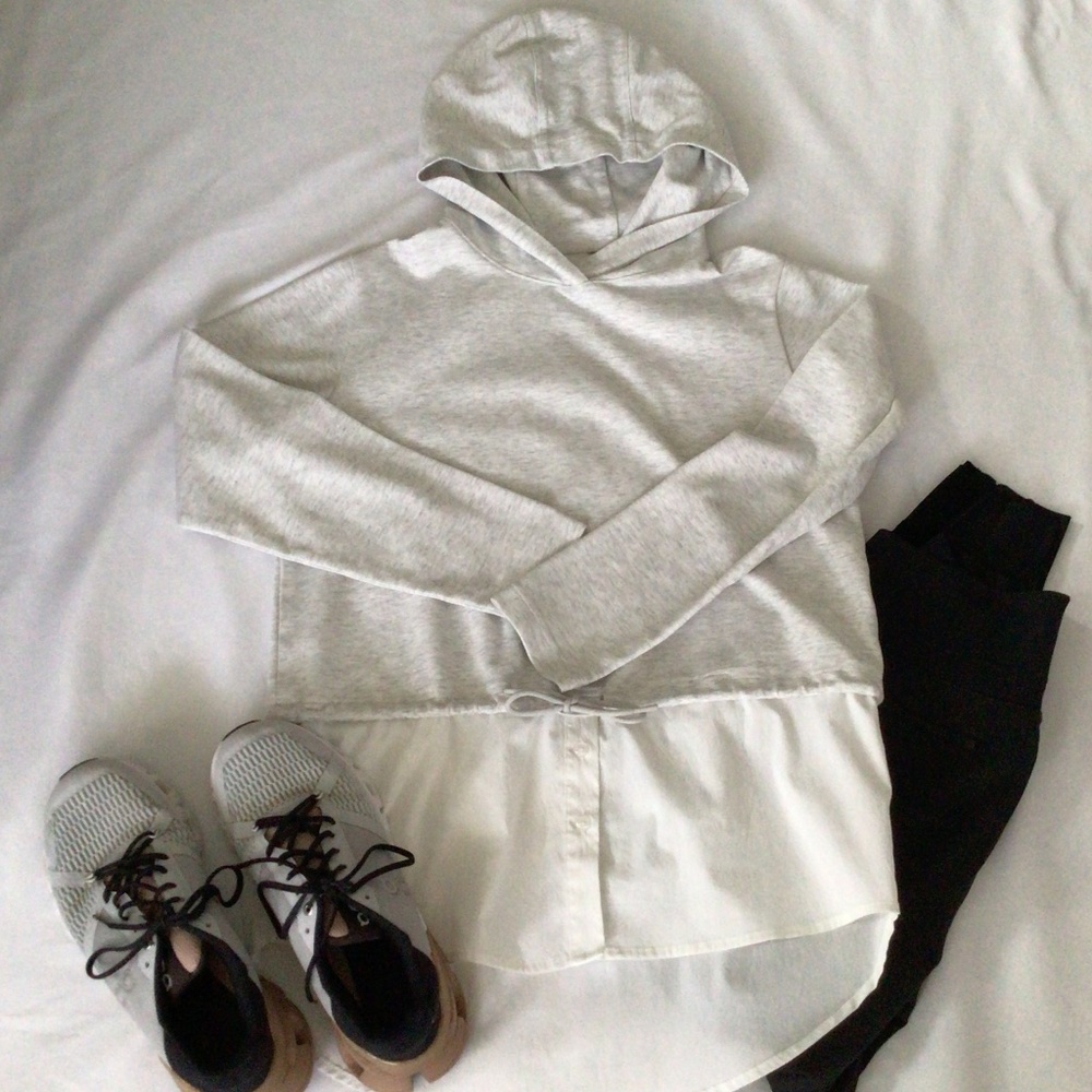 Athleta Hoodie/Button-up Combo Top Sz S